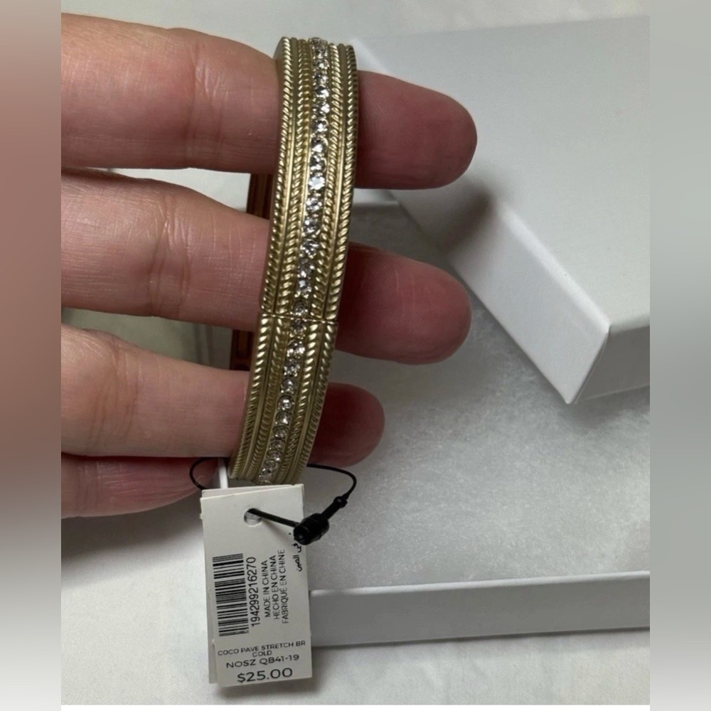 NWT CHICO'S GLAM GOLD WITH RHINESTONES STRETCH BRACELETS Lot Of 2 $50 - Picture 5 of 7